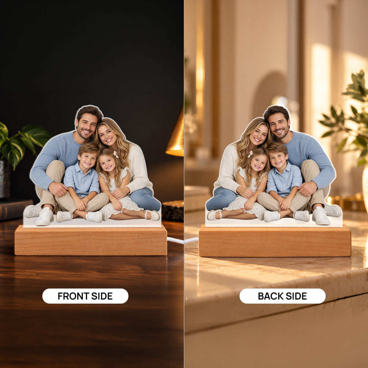 Personalized Family Photo Acrylic LED Plaque – Custom Photo Keepsake