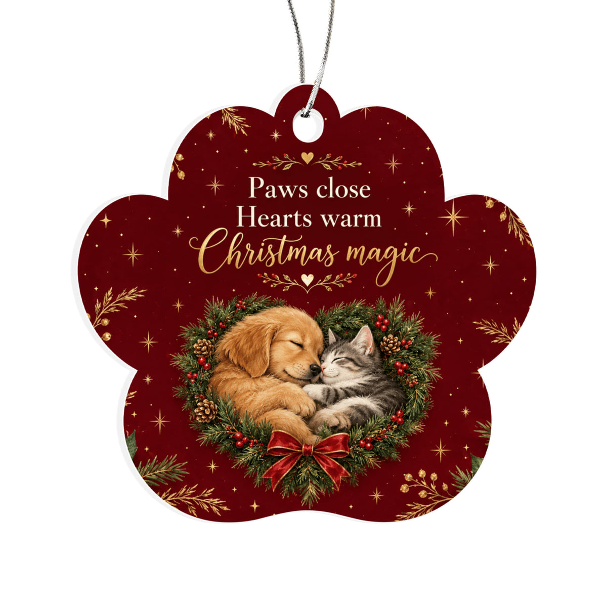 Dog & Cat Christmas Paw Ornament – Paws Close, Hearts Warm Acrylic Keepsake