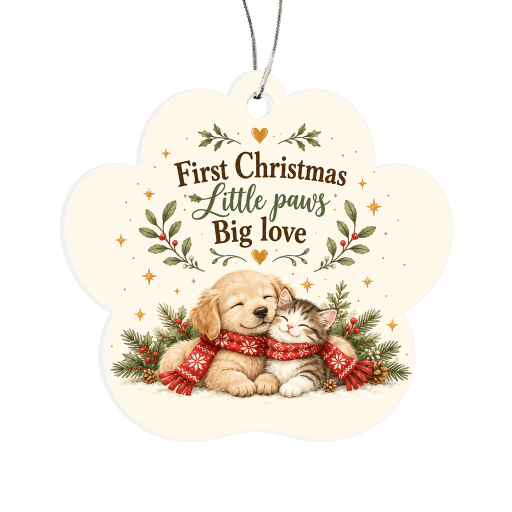 Pet's First Christmas Paw Ornament – Little Paws, Big Love Acrylic Keepsake