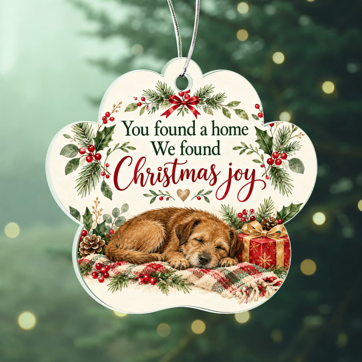 Rescue Dog Christmas Paw Ornament – You Found a Home Acrylic Keepsake