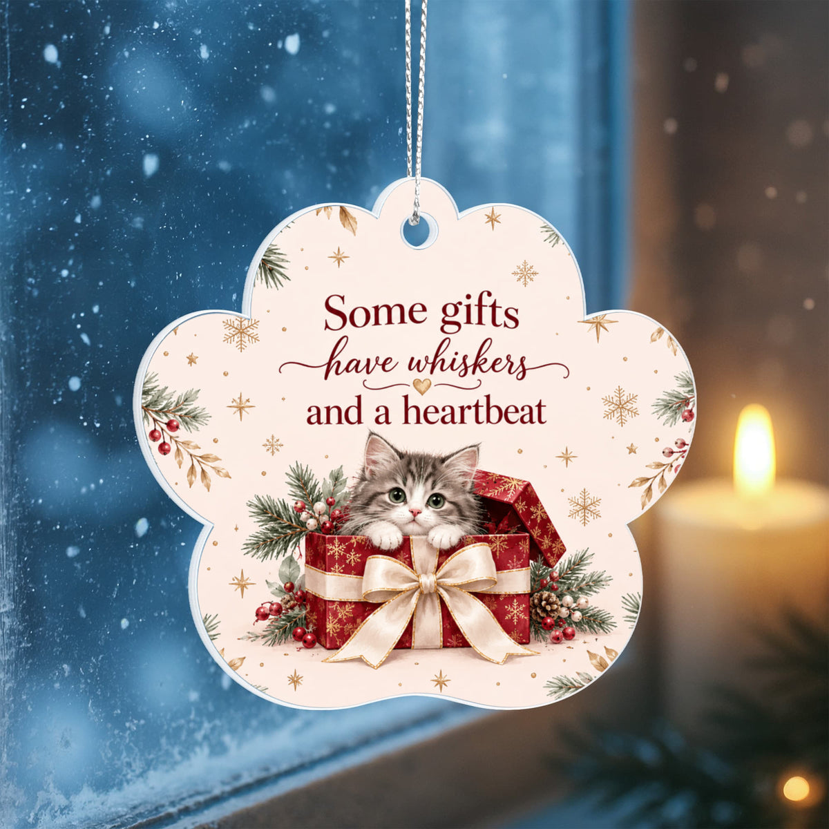Cat Christmas Paw Ornament – Some Gifts Have Whiskers Acrylic Keepsake