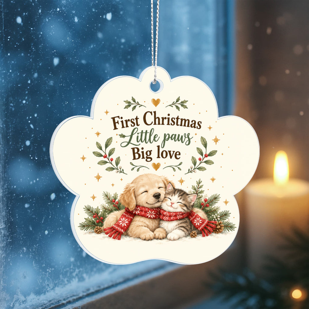 Pet's First Christmas Paw Ornament – Little Paws, Big Love Acrylic Keepsake