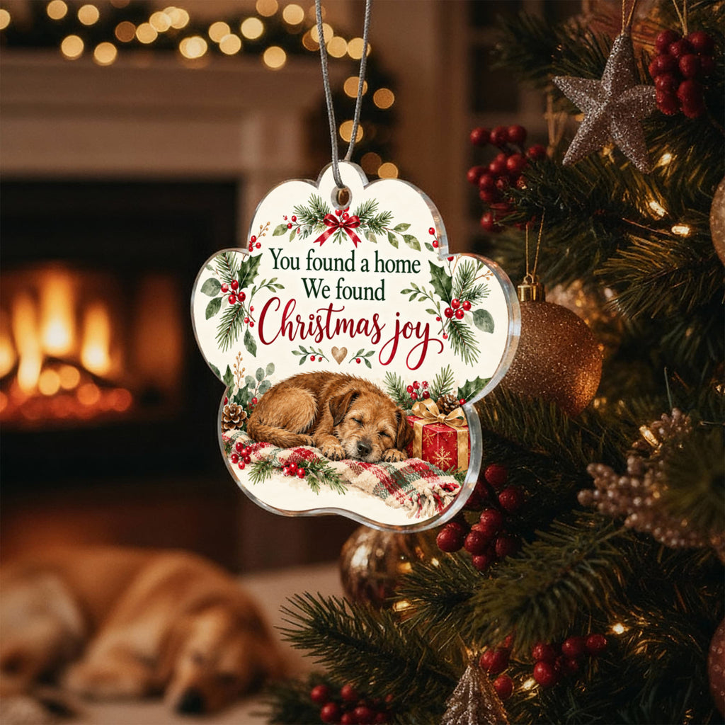 Rescue Dog Christmas Paw Ornament – You Found a Home Acrylic Keepsake