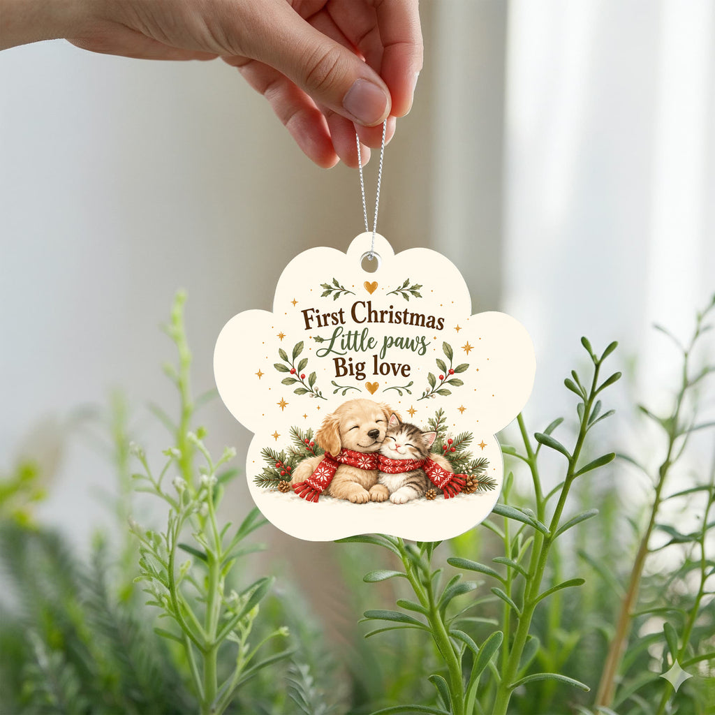 Pet's First Christmas Paw Ornament – Little Paws, Big Love Acrylic Keepsake