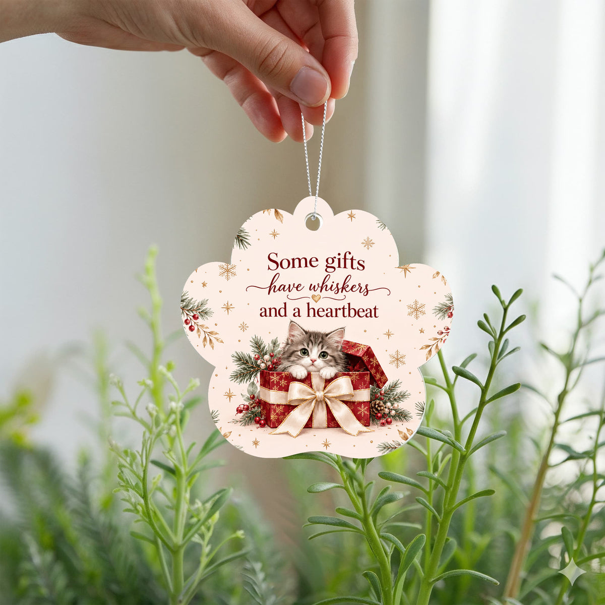 Cat Christmas Paw Ornament – Some Gifts Have Whiskers Acrylic Keepsake