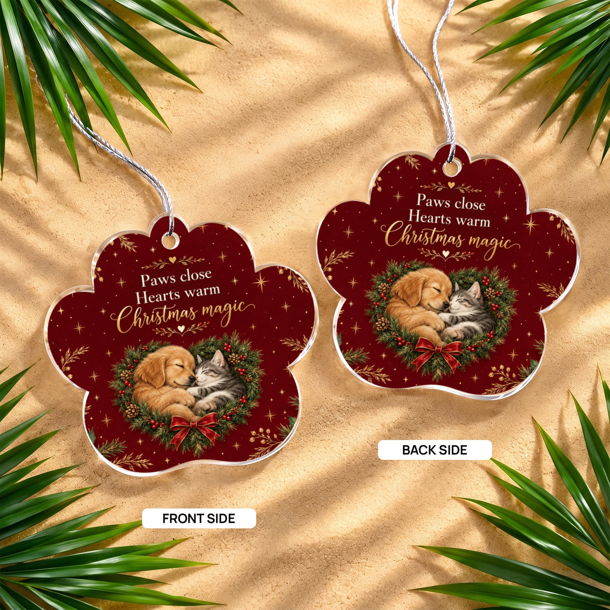 Dog & Cat Christmas Paw Ornament – Paws Close, Hearts Warm Acrylic Keepsake