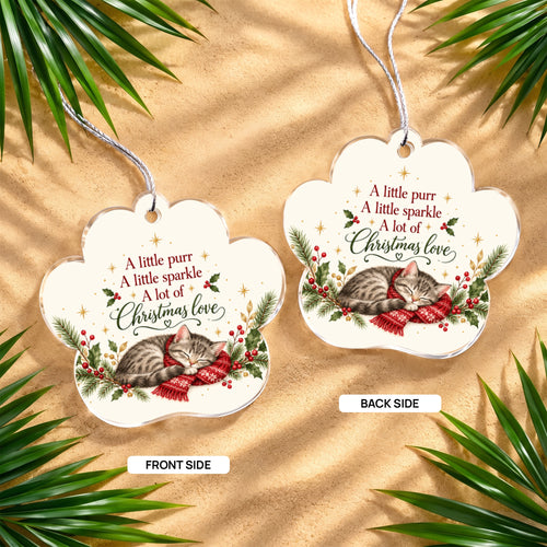 Cat Christmas Paw Ornament – A Little Purr & Christmas Love Acrylic Keepsake