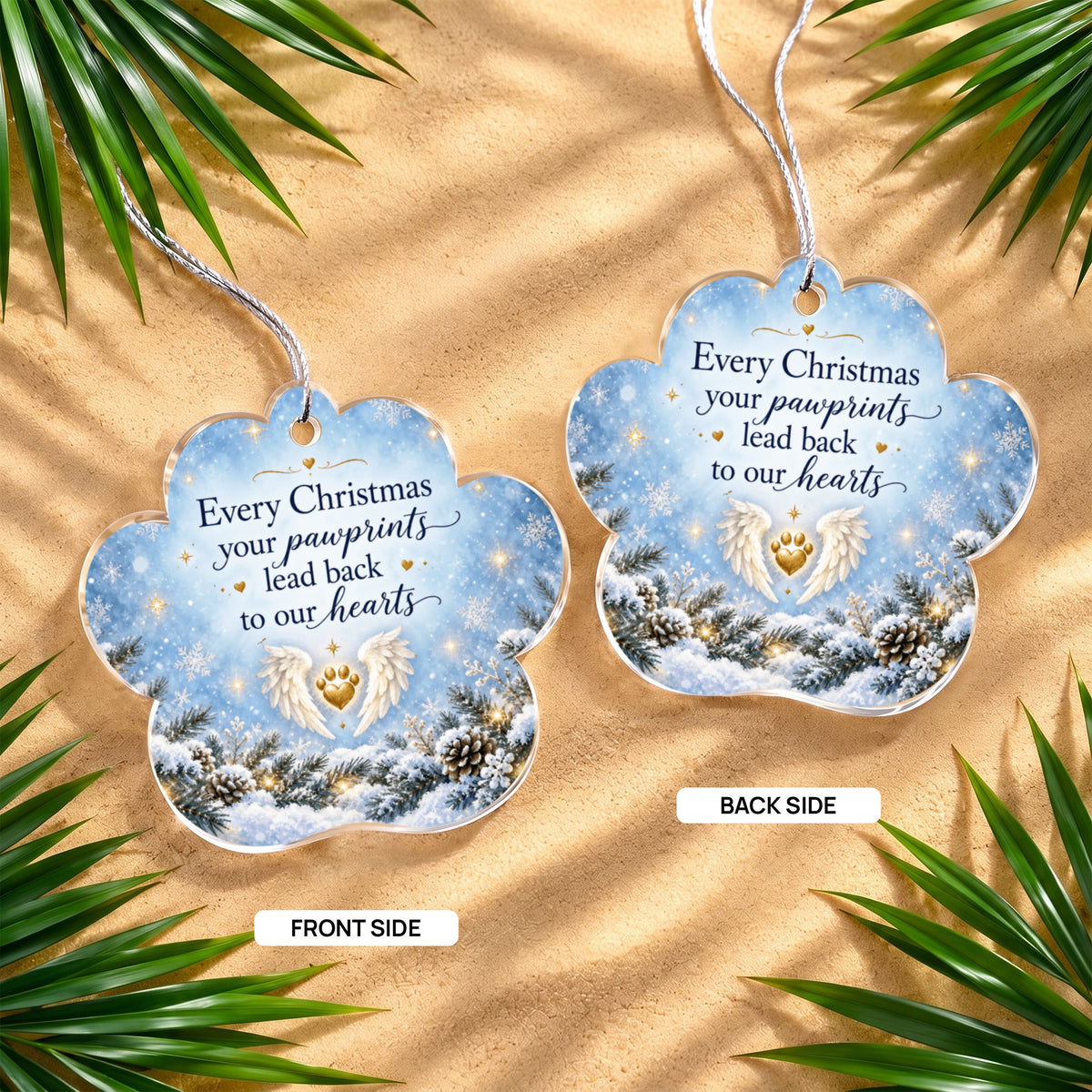 Pet Memorial Christmas Paw Ornament – Pawprints in Our Hearts