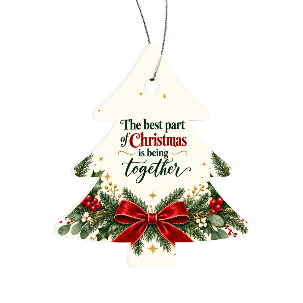 Being Together Christmas Ornament – Classic Red Bow Acrylic Keepsake