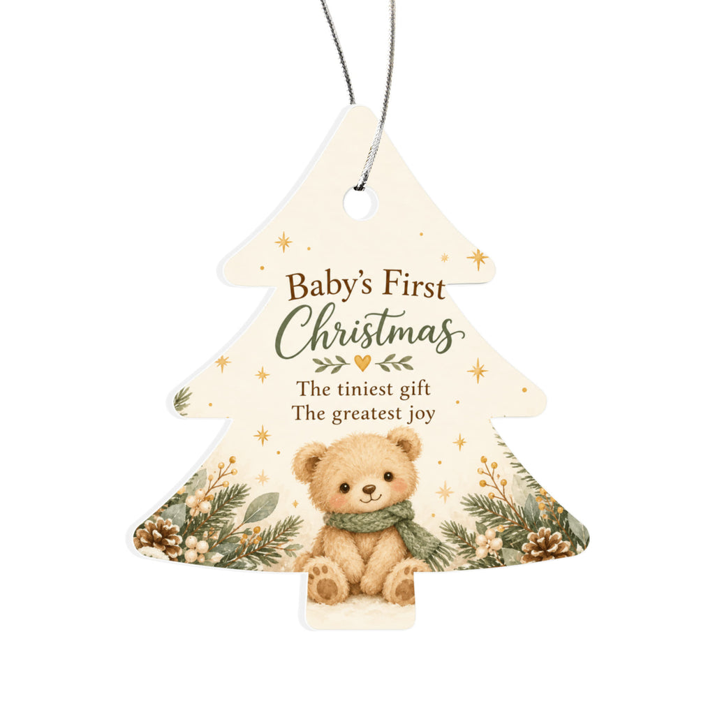 Baby's First Christmas Ornament – Teddy Bear Acrylic Keepsake