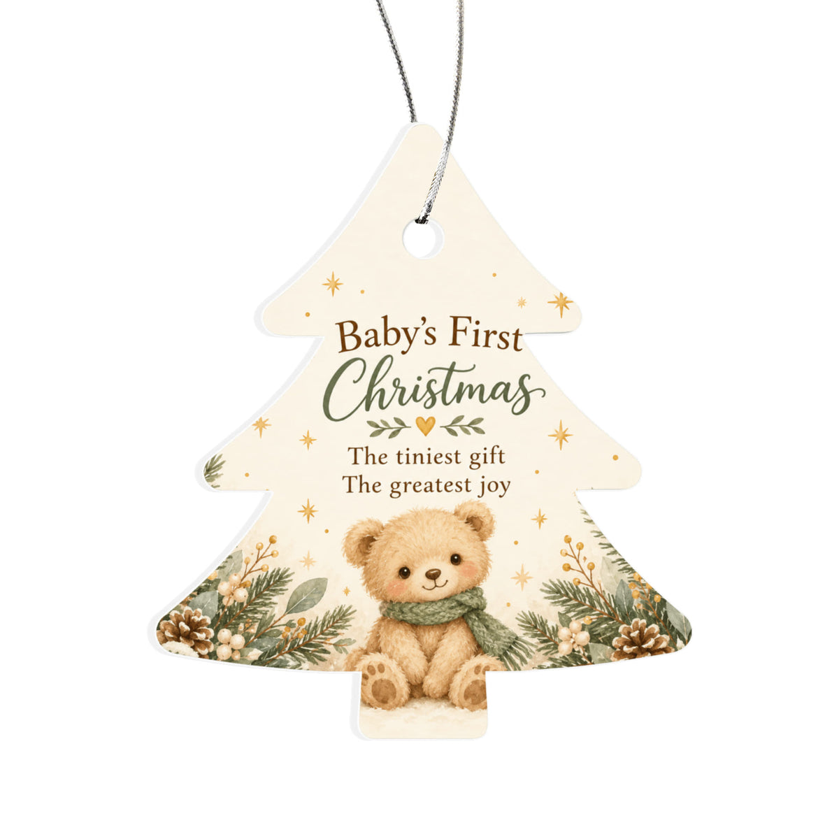Baby's First Christmas Ornament – Teddy Bear Acrylic Keepsake