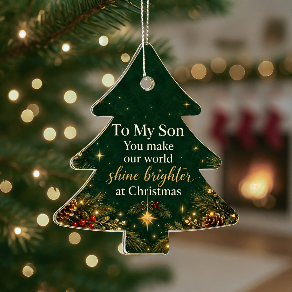 Son Christmas Ornament – You Make Our World Shine Brighter Acrylic Keepsake