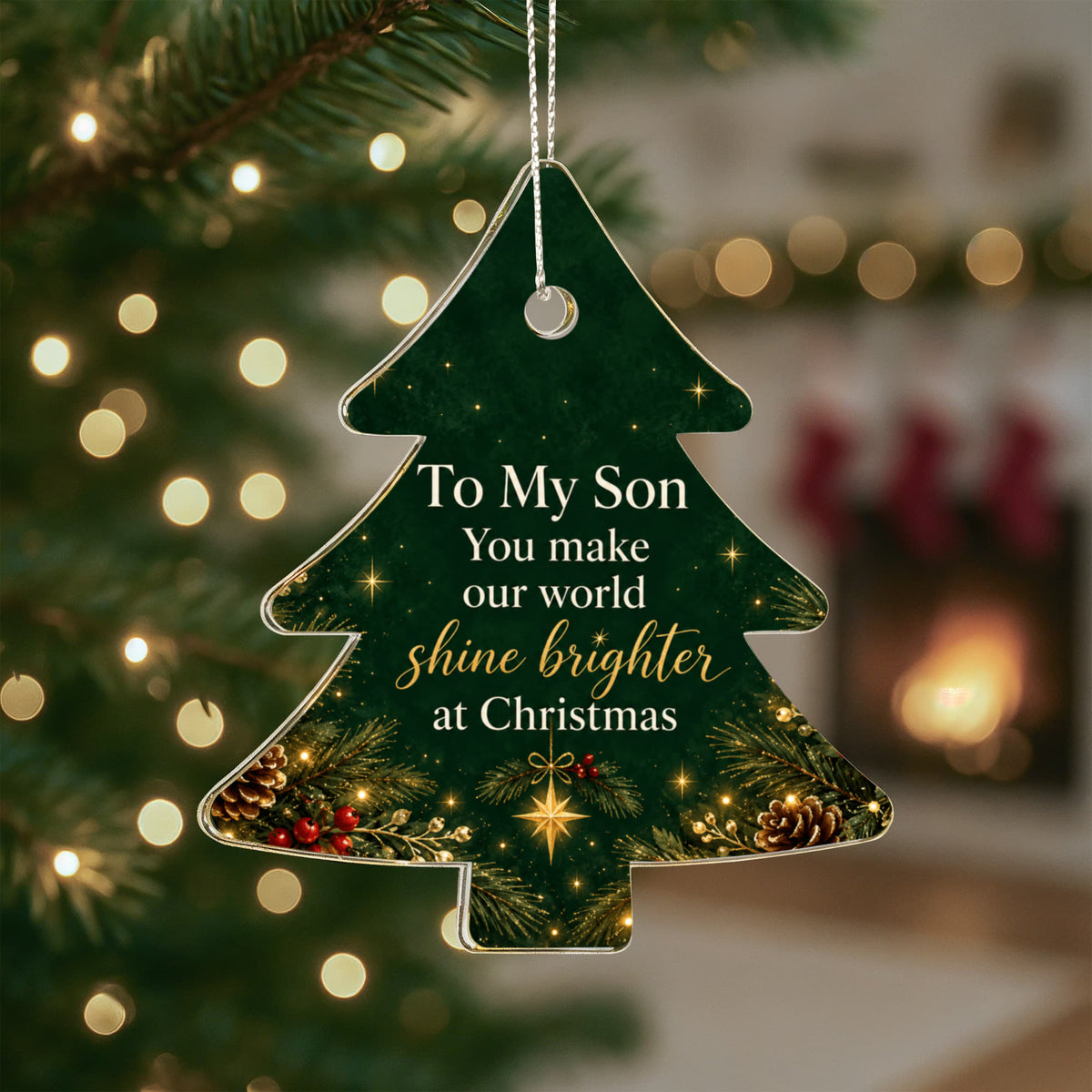 Son Christmas Ornament – You Make Our World Shine Brighter Acrylic Keepsake