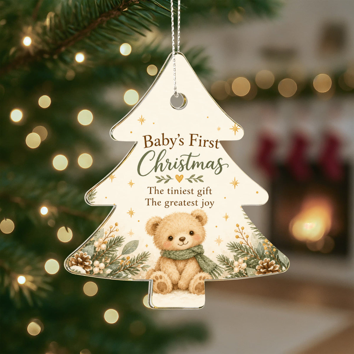 Baby's First Christmas Ornament – Teddy Bear Acrylic Keepsake