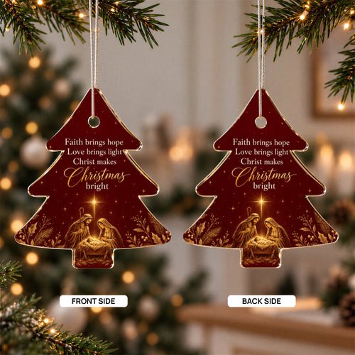 Christian Nativity Christmas Ornament – Faith, Hope & Love Acrylic Keepsake