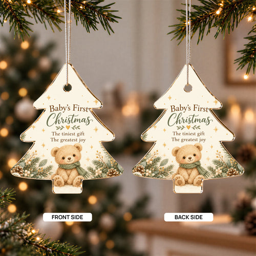 Baby's First Christmas Ornament – Teddy Bear Acrylic Keepsake