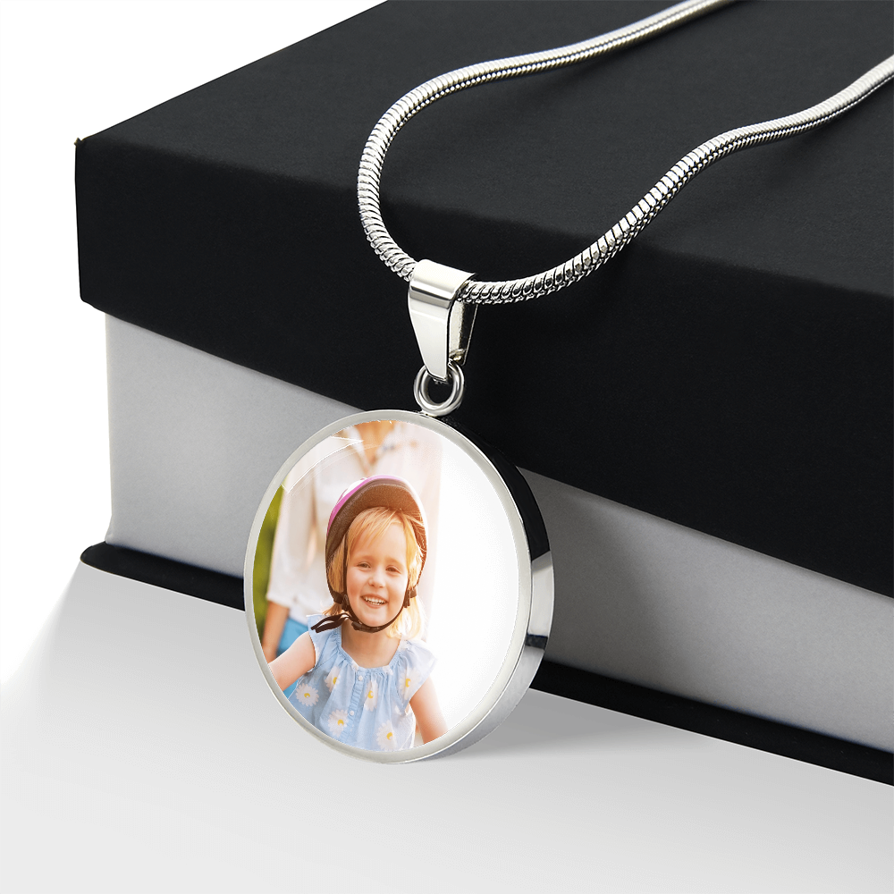 Personalized Photo Circle Necklace – Custom Picture & Optional Engraving