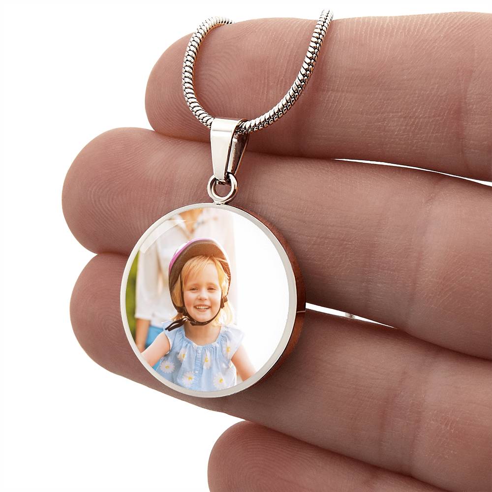 Personalized Photo Circle Necklace – Custom Picture & Optional Engraving