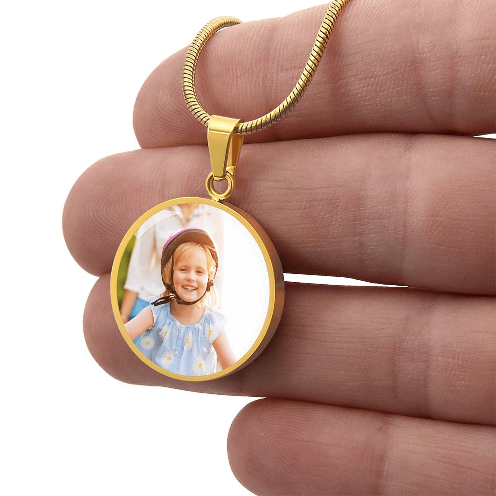 Personalized Photo Circle Necklace – Custom Picture & Optional Engraving