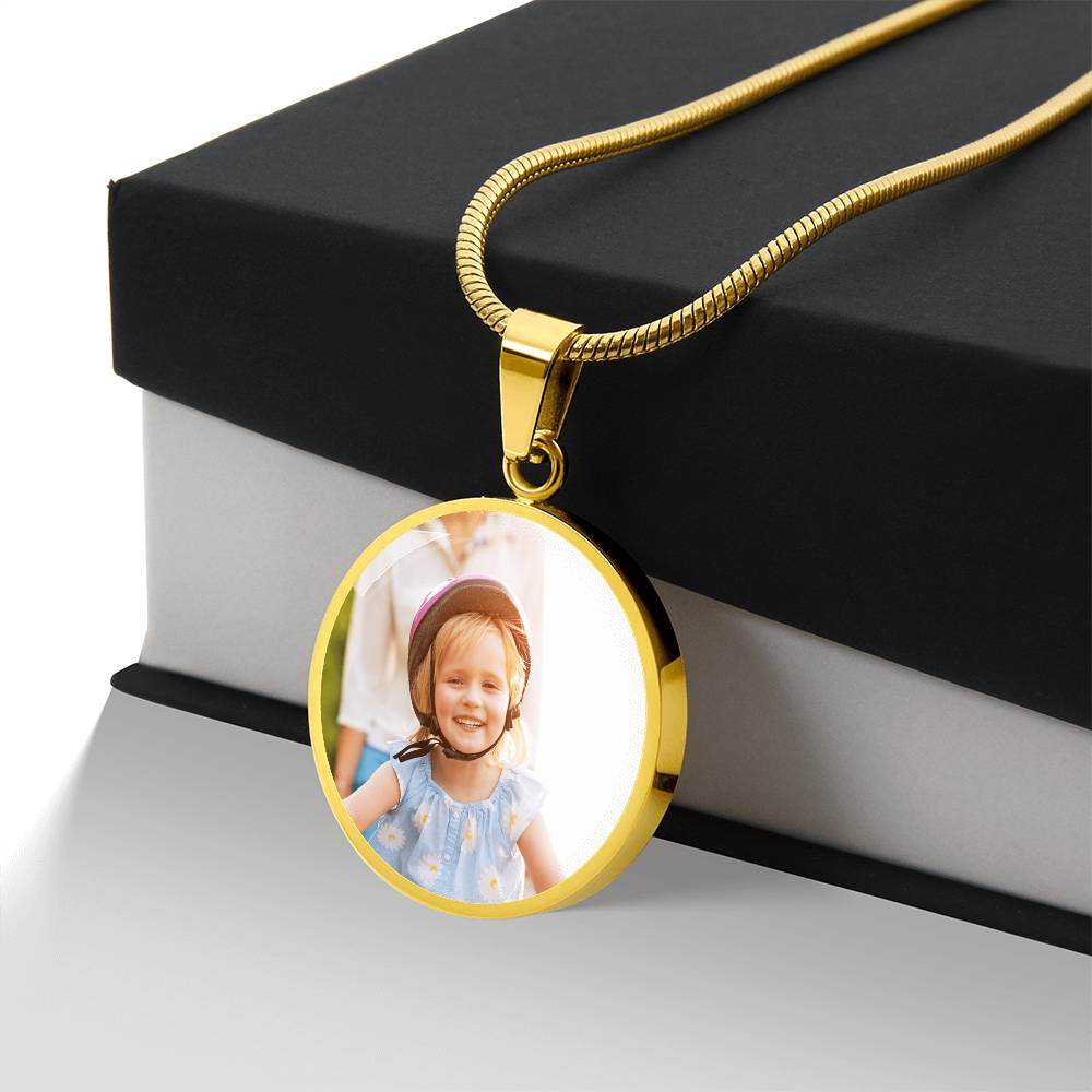 Personalized Photo Circle Necklace – Custom Picture & Optional Engraving