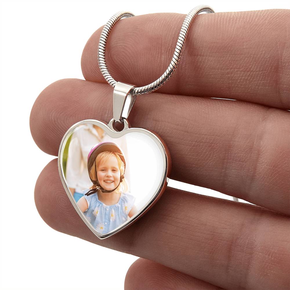 Personalized Heart Photo Necklace – Custom Picture & Optional Engraving