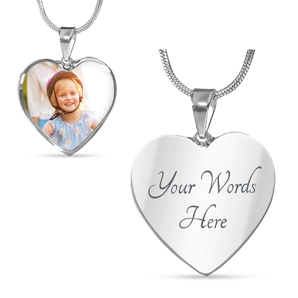Personalized Heart Photo Necklace – Custom Picture & Optional Engraving