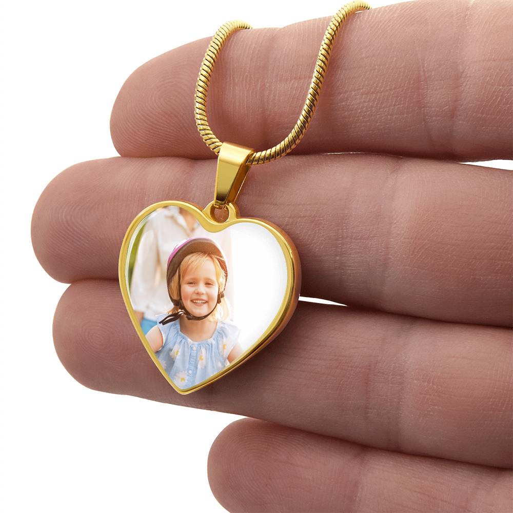 Personalized Heart Photo Necklace – Custom Picture & Optional Engraving