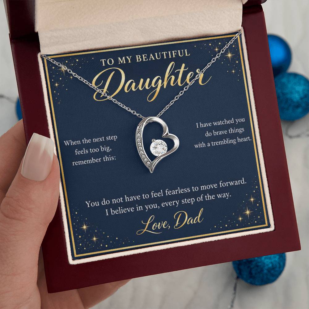 Daughter Necklace from Dad – I Believe in You Heart & Message Card
