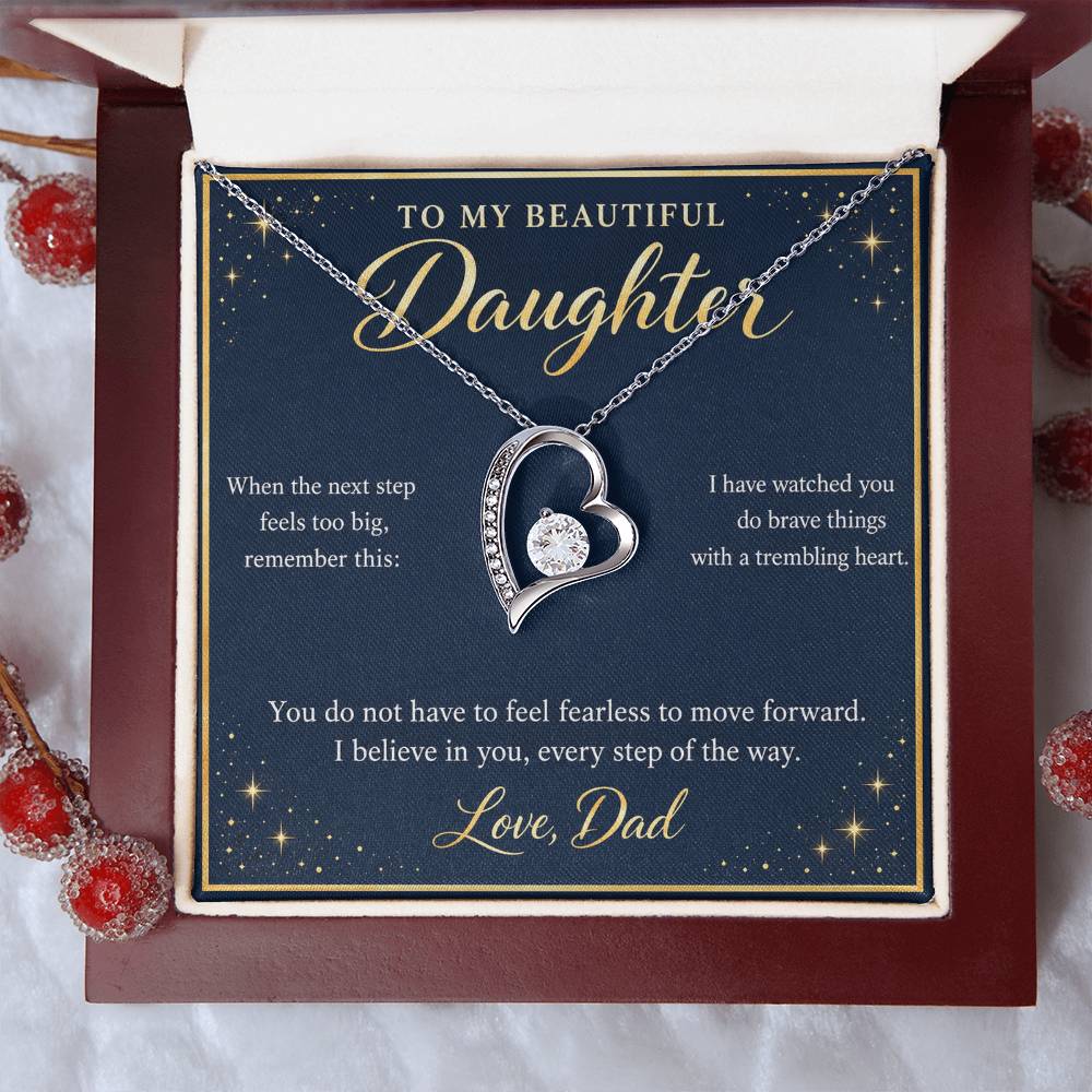 Daughter Necklace from Dad – I Believe in You Heart & Message Card