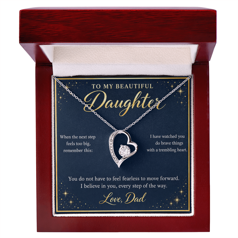 Daughter Necklace from Dad – I Believe in You Heart & Message Card
