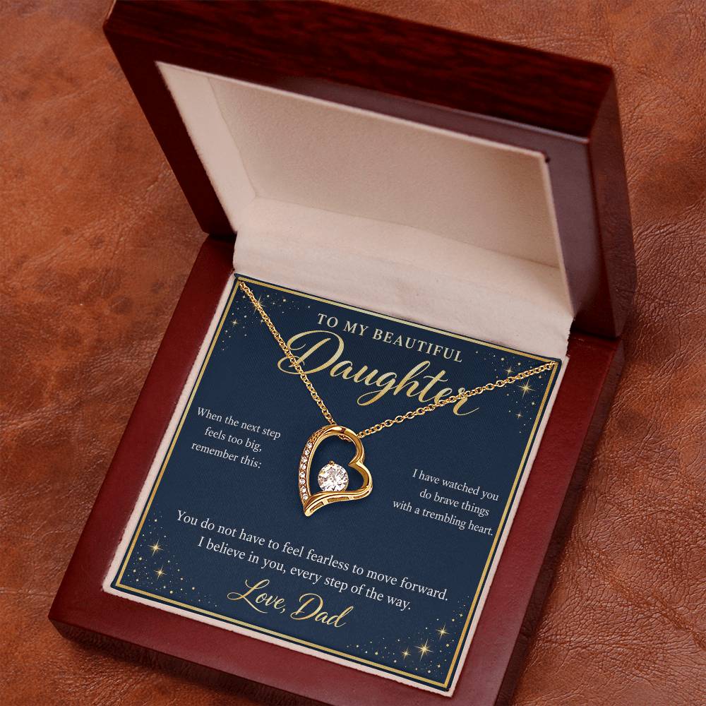 Daughter Necklace from Dad – I Believe in You Heart & Message Card