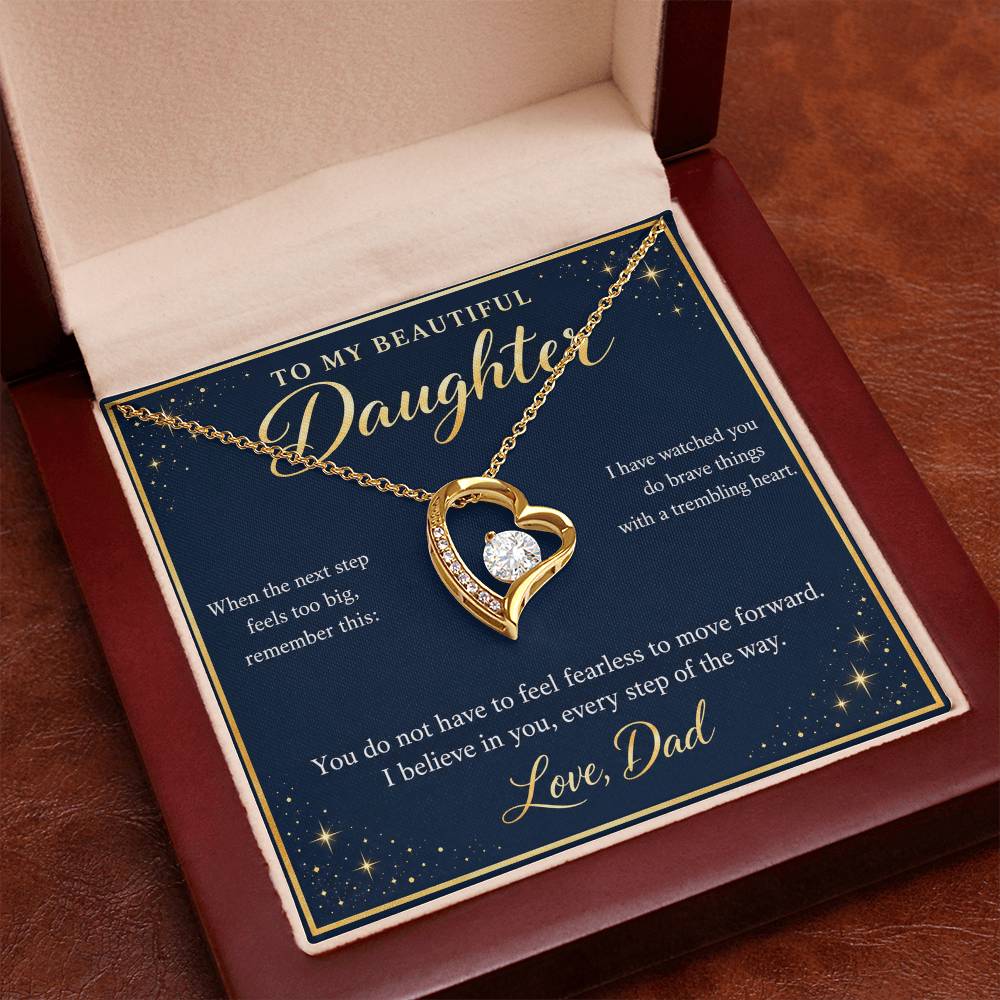 Daughter Necklace from Dad – I Believe in You Heart & Message Card