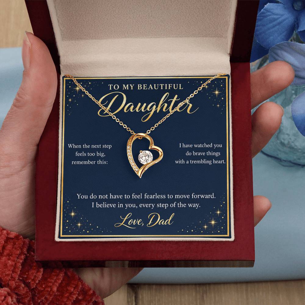 Daughter Necklace from Dad – I Believe in You Heart & Message Card