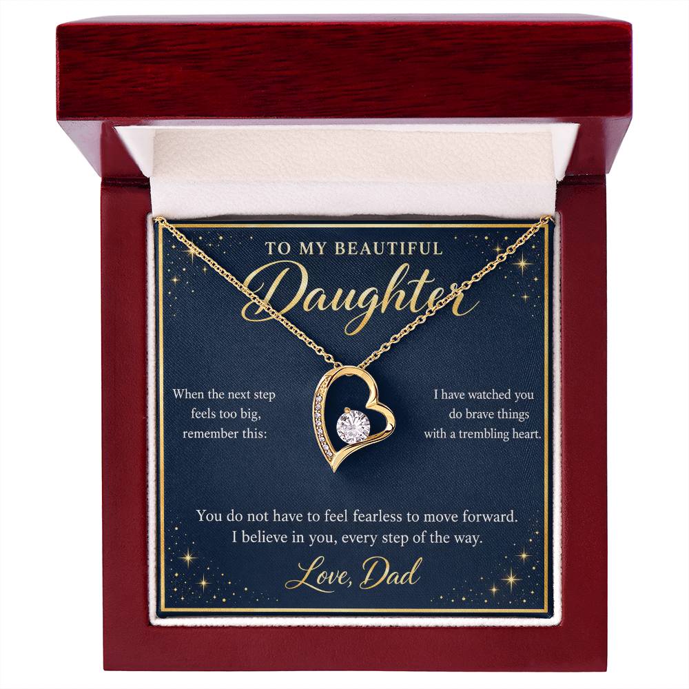 Daughter Necklace from Dad – I Believe in You Heart & Message Card