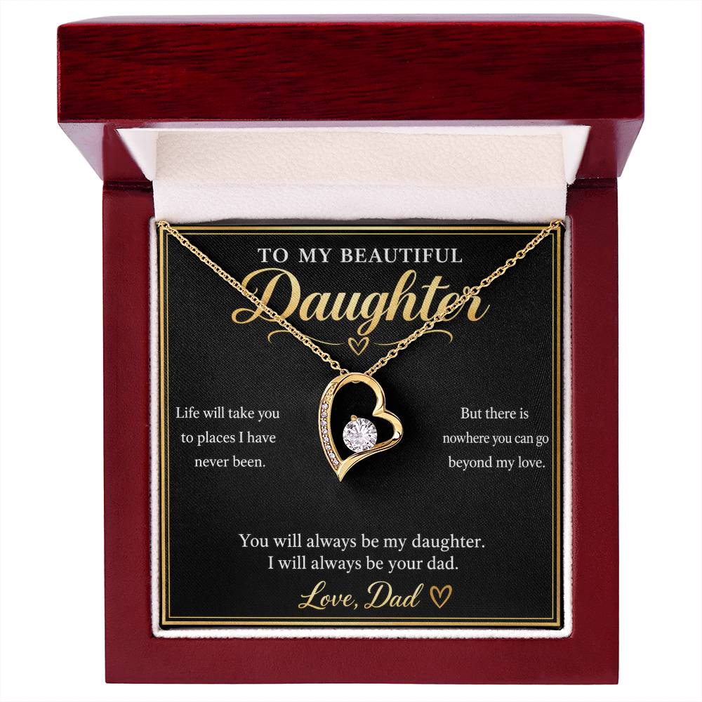 To My Daughter Necklace from Dad – Forever Love Heart & Message Card