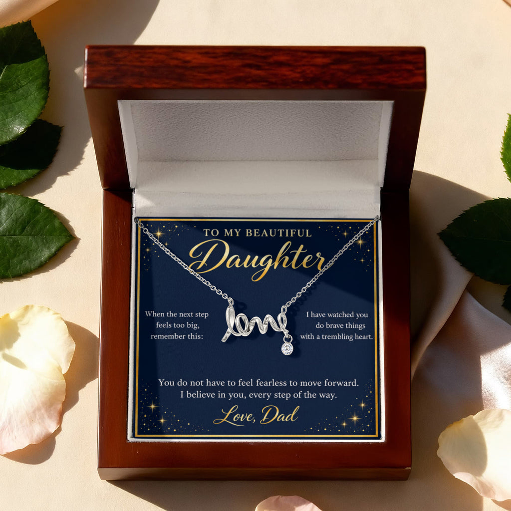 Daughter Love Necklace from Dad – I Believe in You & Message Card