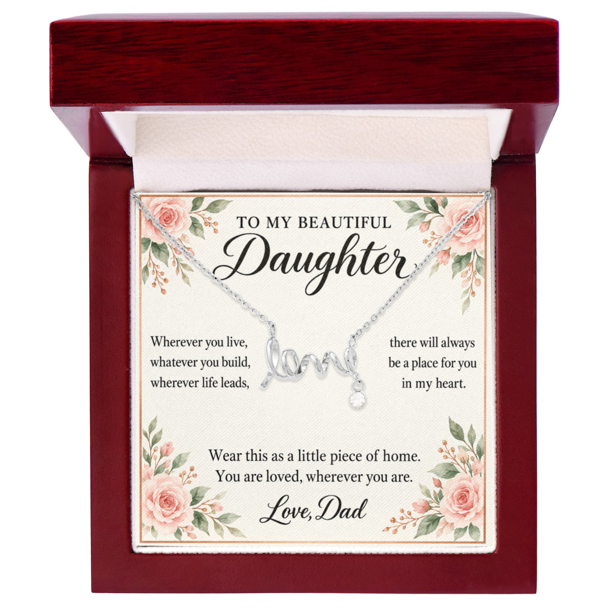 Daughter Necklace from Dad – A Little Piece of Home & Message Card