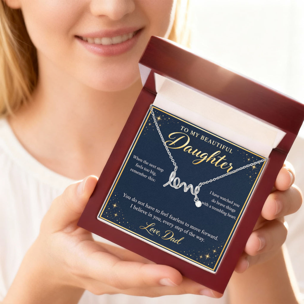 Daughter Love Necklace from Dad – I Believe in You & Message Card