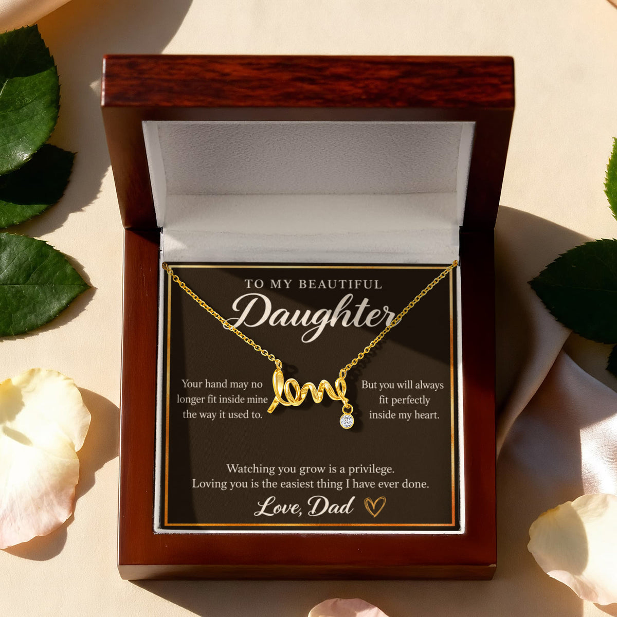 Daughter Love Necklace from Dad – Forever in My Heart & Message Card