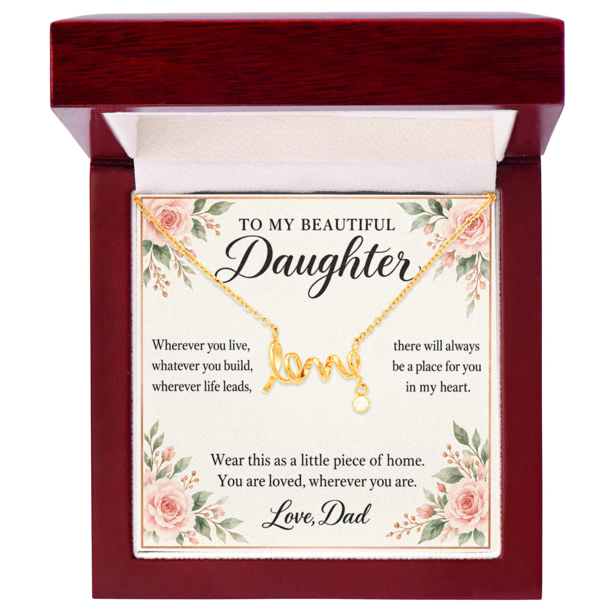 Daughter Necklace from Dad – A Little Piece of Home & Message Card