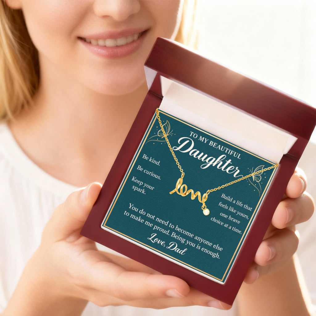 Daughter Love Necklace from Dad – Keep Your Spark & Message Card