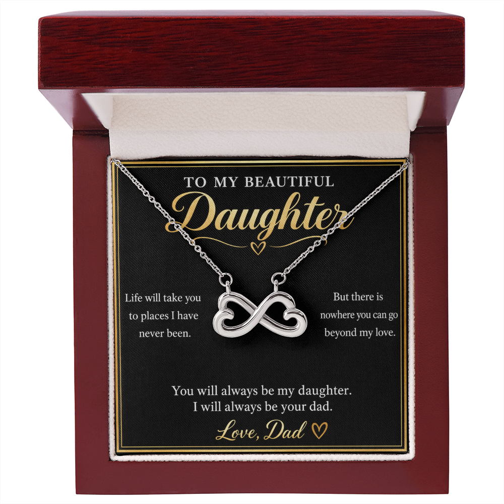 To My Daughter Necklace from Dad – Endless Love Infinity & Message Card