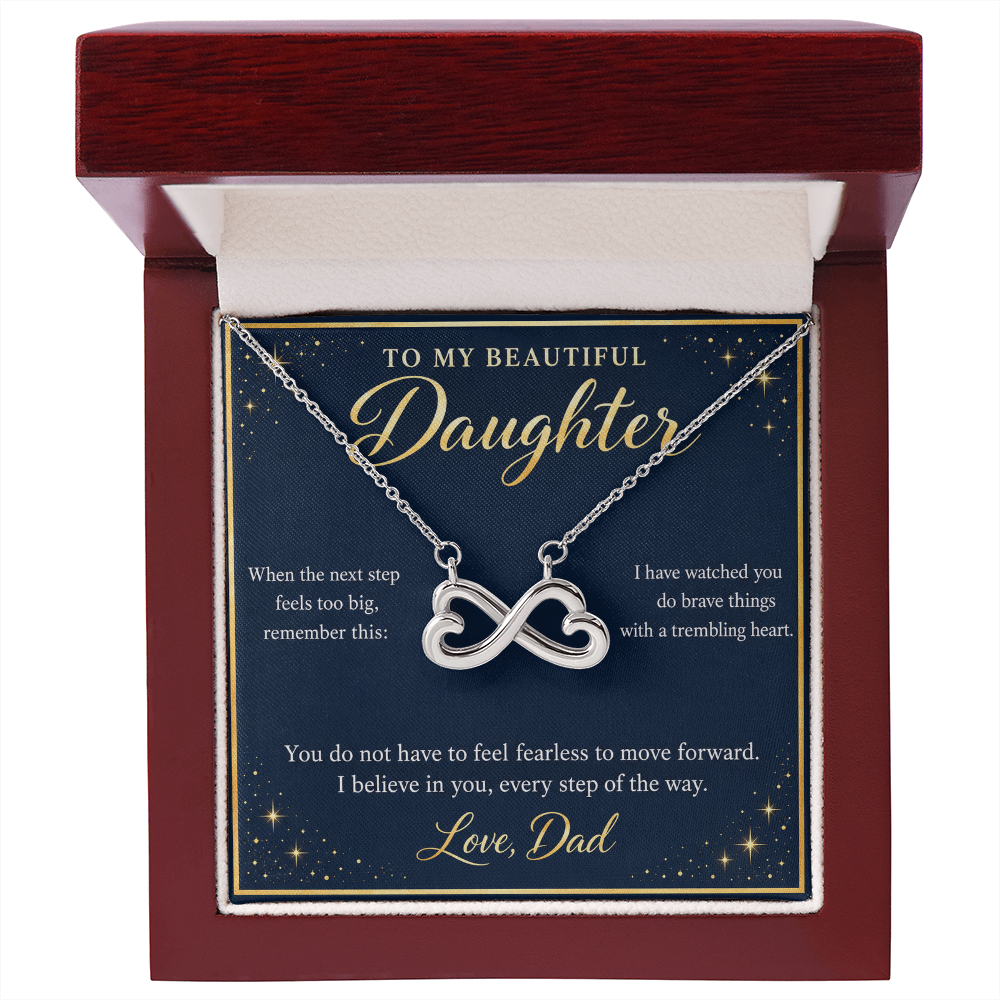Daughter Infinity Necklace from Dad – I Believe in You & Message Card