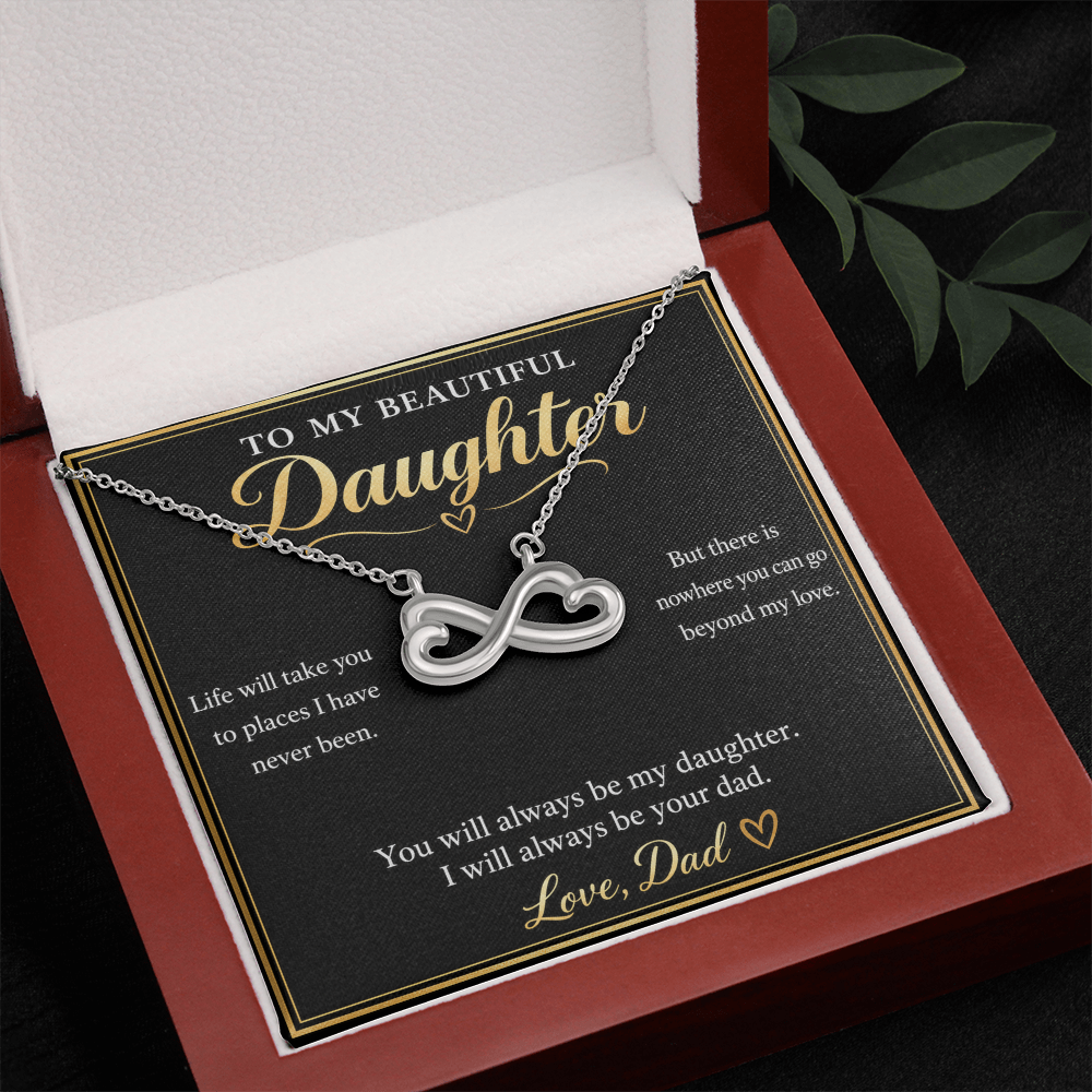 To My Daughter Necklace from Dad – Endless Love Infinity & Message Card