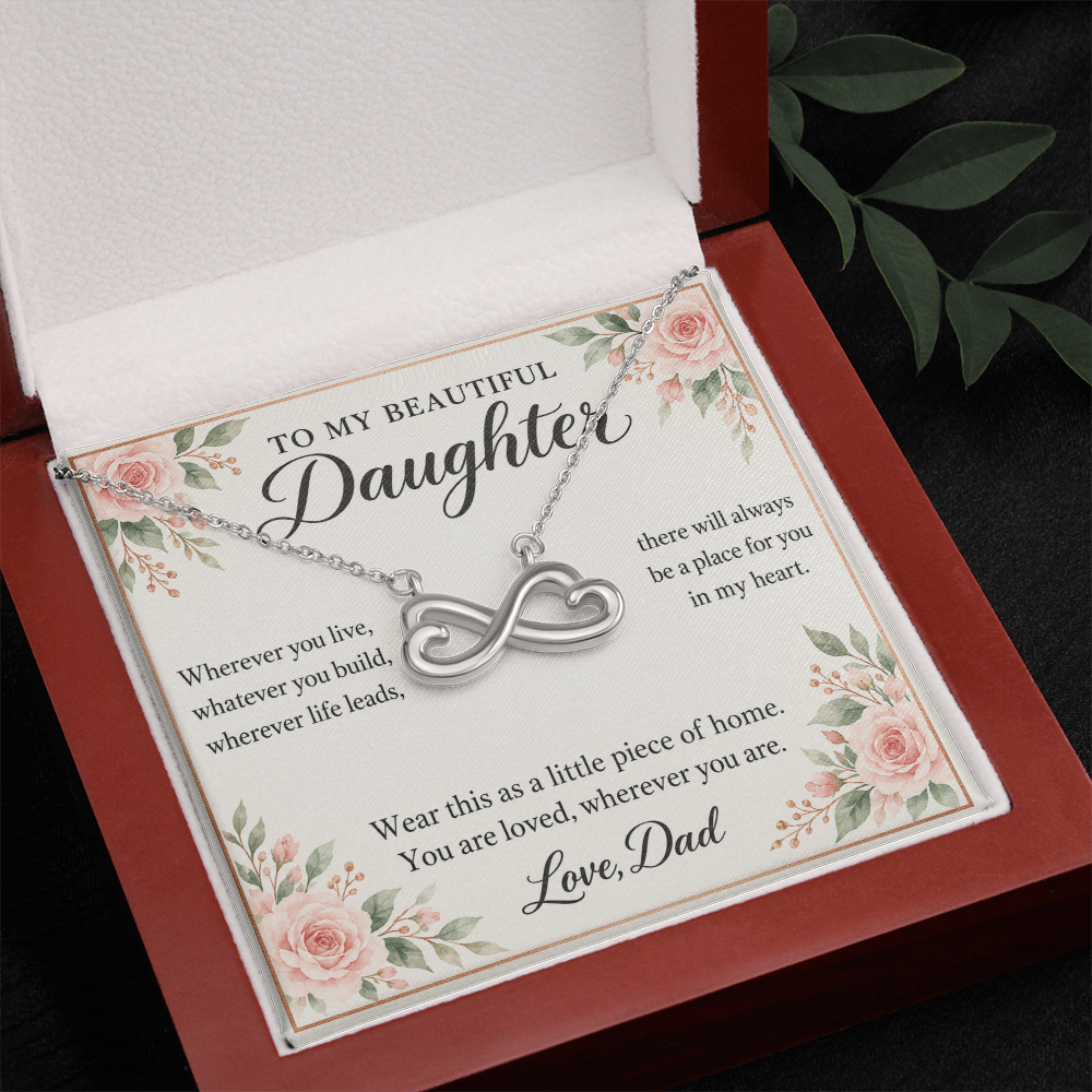 Daughter Infinity Necklace from Dad – A Little Piece of Home & Message Card