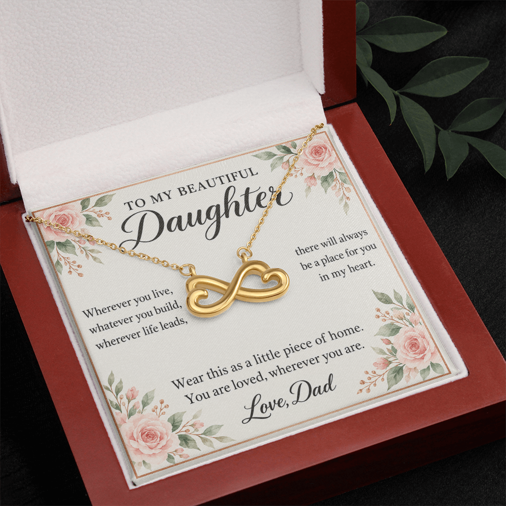 Daughter Infinity Necklace from Dad – A Little Piece of Home & Message Card