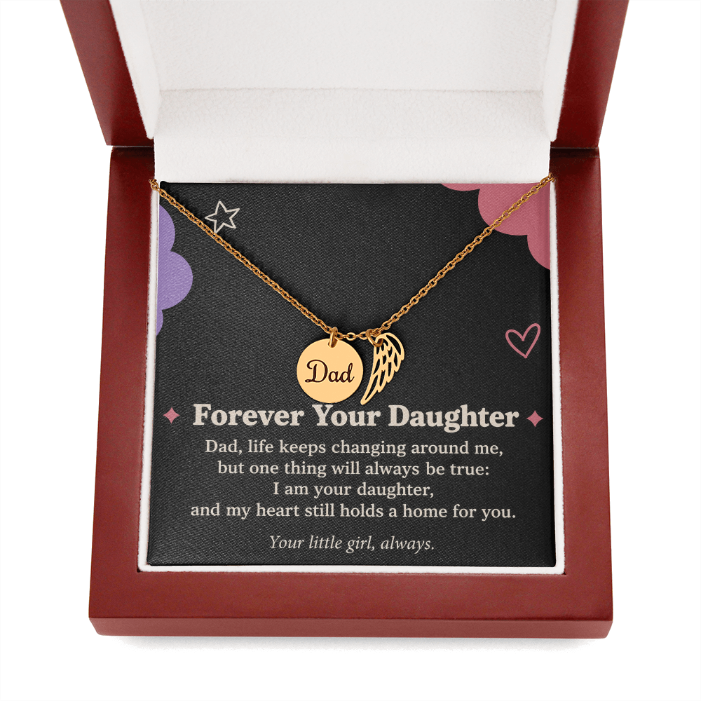Dad Memorial Necklace for Daughter – Forever Your Daughter & Angel Wing