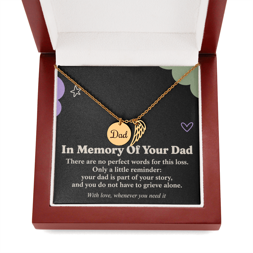 Loss of Dad Sympathy Necklace – Angel Wing & In Memory of Your Dad Card