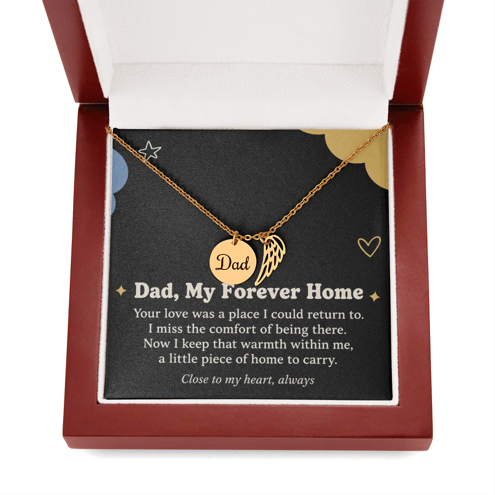 Dad Memorial Necklace – My Forever Home Angel Wing & Remembrance Card