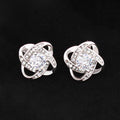 Love Knot Stud Earrings – 14K White Gold Finish & Cubic Zirconia